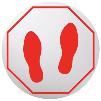 20" diameter Circle w/ Adhesive Foot Print Stop Sign (6 pieces)